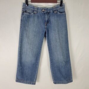 Vintage Old Navy‎ Jeans Juniors 1 Blue Denim Y2K Low Rise Capri Medium Wash
